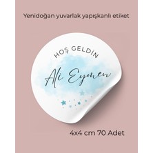 ARL Etiket Tasarım Yenidoğan Yuvarlak Yapışkanlı  Etiket 4x4 cm 70 Adet - Vinyet Baskı