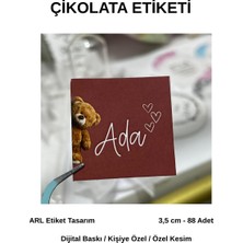 ARL Etiket Tasarım Yenidoğan Bordo Renk Çikolata Etiketi 3,5x3,5 cm 88 Adet - Vinyet Baskı