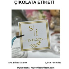 ARL Etiket Tasarım Söz, Kına, Nişan, Düğün Gold Renk Çikolata Etiketi 3,5 cm 88 Adet - Vinyet Baskı