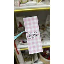 ARL Etiket Tasarım Isme Özel Tam Kapama Pembe Kot Desen Çikolata Etiketi 3,5x9 cm 64 Adet - Vinyet Baskı