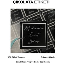 ARL Etiket Tasarım Damat Bohçası Siyah Zemin Çikolata Etiketi 3,5 cm 88 Adet - Vinyet Baskı