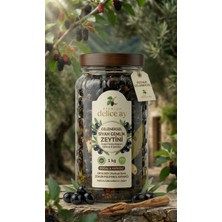 Premium Delice Ay Geleneksel Siyah Gemlik Zeytini 1 kg - Orta Boy (M), Doğal Fermantasyon, Katkısız