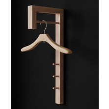 Evdekka Fonksiyonel Ahşap Duvar Portmantosu - 60X40 cm Geniş Ceket ve Mont Askılığı Yapışkanlı