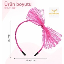 NW NessiWorld 80’ler 90’lar Neon Pembe Dantel Taç Fiyonklu