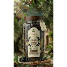 Premium Delice Ay 1 kg Jumbo Siyah Zeytin - %100 Doğal Gemlik Baskı, Zengin Polifenol, Dev Boy (Jumbo)