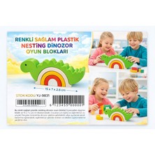 Renkli Plastik Dinozor Blok Oyuncak Montessori Eğitici 5 Parça Zeka Geliştirici Oyuncak