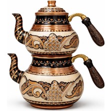 Ceyyiz 2li Çaydanlık Hakiki Bakır Demlik Set