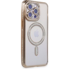 Eco Port iPhone 15 Pro Max Uyumlu Kılıf Joke Simli Magneticsafe Kılıf - Gold