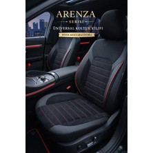 Trobus Mitsubishi Mirage 1991–2003 - Arenza Serisi Alkantara Koltuk Kılıfı (Ön+Arka) - Siyah - Kırmızı