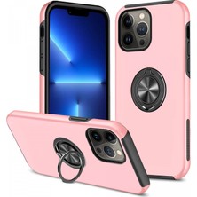 Eco Port iPhone 13 Pro Uyumlu Kılıf Elit Yüzüklü Kapak - Pembe