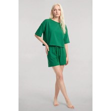 Modaserdem Akbeniz Kısa Kollu Şortlu Pijama Takımı Yeşil