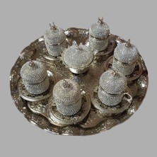 Ceyyiz 8'li Silver Hilal Lokumluk Kahve Fincanı Set