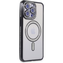 Eco Port iPhone 15 Pro Max Uyumlu Kılıf Joke Simli Magneticsafe Kılıf - Siyah