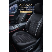 Trobus Volksagen Jetta Tridline 2012-2020 - Arenza Serisi Alkantara Koltuk Kılıfı (Ön+Arka) - Siyah - Beyaz