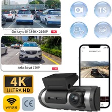 K13 Standart Çift 4K Kayıtlı Araç Kamerası/adas Sistem/zaman Atlamalı Kayıt/saniye Kaybı Olmaz/zaman Kısaltma Fotoğrafçılığı