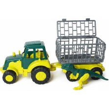 Megola Store Traktör Oyuncak Römorklu Dinozor Figürlü Çocuk Oyuncak Seti