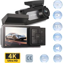 K12 Max Çift Kamera 4K Araç Kayıt Cihazı/wifi Bağlantısı/park Izleme/tek Tuşla Sessizleştirme/ön ve Arka Çift Kayıt