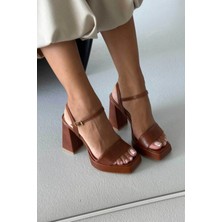 Ayakkabı Prensi Cora Taba Mat Platform Kalın 11CM Klasik Topuklu Ayakkabı Kadın