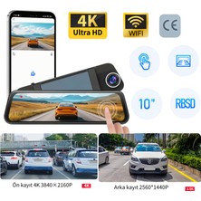 F3 Standart Çift 4K Araç Kamerası/wifi Bağlantısı/değişim Yardımcı Uyarısı/dokunma Işlemler/park Izleme/gece Görme