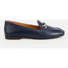 Hotiç Kadın Deri Lacivert Toka Detaylı Klasik Loafer
