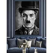 Karizma Tablo Siyah Beyaz Karizmatik Charlie Chaplin Dekoratif Kanvas - Mdf Ahşap Tablo