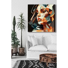 Şehber Tekli Kare Kanvas Duvar Tablosu Salon Yatak Odası Mutfak Kafe Ofis Kubizm Kadın Portre