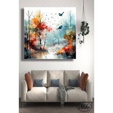 Şehber Tekli Kare Kanvas Duvar Tablosu Salon Yatak Odası Mutfak Kafe Ofis Sulu Boya Manzara