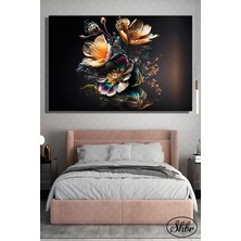 Şehber Tekli Yatay Kanvas Dekoratif Duvar Tablosu Parlak Kontrast Yabani Çiçekler 3D Illüstrasyon