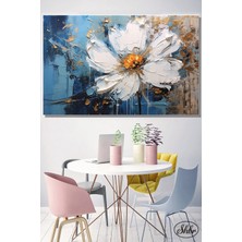 Şehber Tekli, Yatay, Kanvas, Dekoratif, Duvar, Tablosu , Yağlıboya Efektli, Beyaz Çiçek,