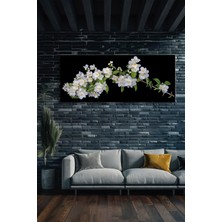 Şehber Çiçek Desenli Dekoratif Kanvas Tablo Yatay Panoramik Tekli Salon Mutfak Yatakodası Ofis