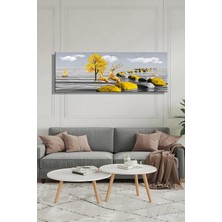 Şehber Modern Illüstrasyon Altın Geyik Temalı Duvar Tablosu Yatay Kanvas Tekli Salon Yatak Odası Ofis