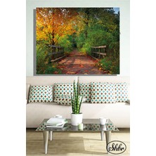 Şehber Tekli Yatay Kanvas Dekoratif Duvar Tablosu Ormanda Güzel Sonbahar Upstate New York