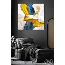 Şehber Tekli Kare Kanvas Dekoratif Duvar Tablosu Salon Yatak Odası Kafe Ofis Altn Geyik Illüstrasyon