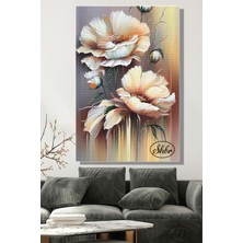 Şehber Tekli, Dikey, Kanvas, Dekoratif, Duvar, Tablosu , 3D Illüstrasyon, Beyaz Çiçekler,