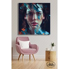 Şehber Tekli Kare Kanvas Duvar Tablosu Salon Yatak Odası Kafe Mutfak Ofis Kadın Portre Illüstrasyon