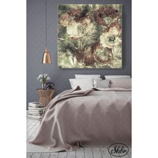 Şehber Tekli Kare Kanvas Duvar Tablosu Salon Yatak Odası Yemek Odası Ofis Beyaz Gelincikler Illüstrasyon