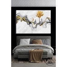 Şehber Tekli Yatay Kanvas Dekoratif Salon Yatak Odası Mutfak Duvar Tablosu Altın Efekt Soyut Sanat