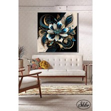 Şehber Tekli Kare Kanvas Dekoratif Salon Yatak Odası Mutfak Ofis Duvar Tablosu Çiçek Illüstrasyon