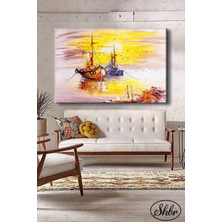 Şehber Tekli Yatay Dekoratif Kanvas Tablo Salon Yatak Odası Kafe Ofis Yağlı Boya Effekt Balıkçılar