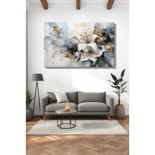 Şehber Botanik Çiçek Temalı Yatay Kanvas Duvar Tablosu Salon Mutfak Yatak Odası Ofis