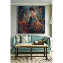 Şehber Tekli Kare Kanvas Duvar Tablosu Salon Yatak Odası Kafe Mutfak Ofis Soyut Kadın Illüstrasyon