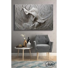 Şehber Tekli Yatay Dekoratif Kanvas Tablo Salon Yatak Odası Kafe Ofis 3D Şapkalı Kadın Illüstrasyon