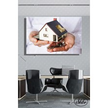 Şehber Tekli Yatay Kanvas Dekoratif Duvar Tablosu Emlakçı Emlak Ofisi Gyo Inşaat Firmaları