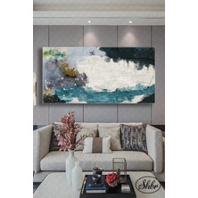 Şehber Tekli Yatay Kanvas Dekoratif Duvar Tablosu Salon Yatak Odası Mutfak Kafe Ofis Yağlı Boya Efekt Soyut