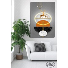 Şehber Tekli Dikey Kanvas Salon Yatak Odası Mutfak Ofis Duvar Tablosu Soyut Sanat Altın Geyik