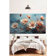 Şehber Tekli, Yatay, Kanvas, Dekoratif, Duvar, Tablosu , Yağlıboya Effektli, Beyaz Çiçekler, Ilüstrasyon,