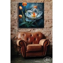 Şehber Tekli Kare Kanvas Duvar Tablosu Salon Yatak Odası Mutfak Kafe Ofis Çiçek Illüstrasyon