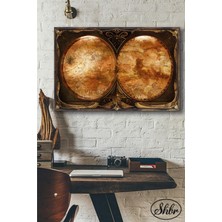 Şehber Tekli Yatay Dekoratif Kanvas Tablo Salon Yatak Odası Kafe Ofis Vintage Dünya Haritası