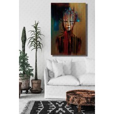 Şehber Tekli Dikey Kanvas Dekoratif Duvar Tablosu Boya Akan Insan Portresi Soyut Illüstrasyon