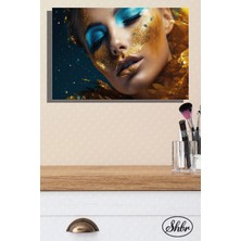 Şehber Tekli Yatay Kanvas Dekoratif Kuaför Makyaj Stüdyosu Güzellik Salonu Duvar Tablosu Kadın Portre